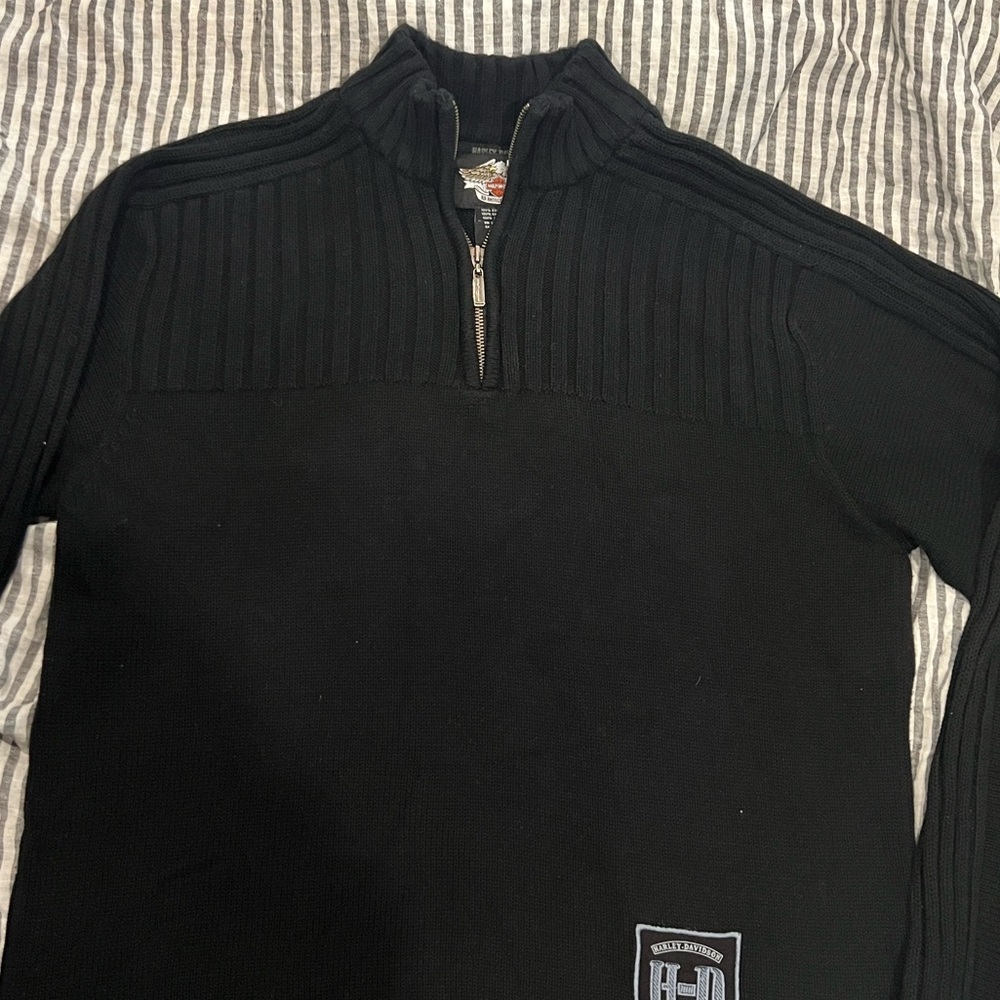 Harley-Davidson Black 1/4 zip embroidered  Harley logo size Large - Picture 3 of 8